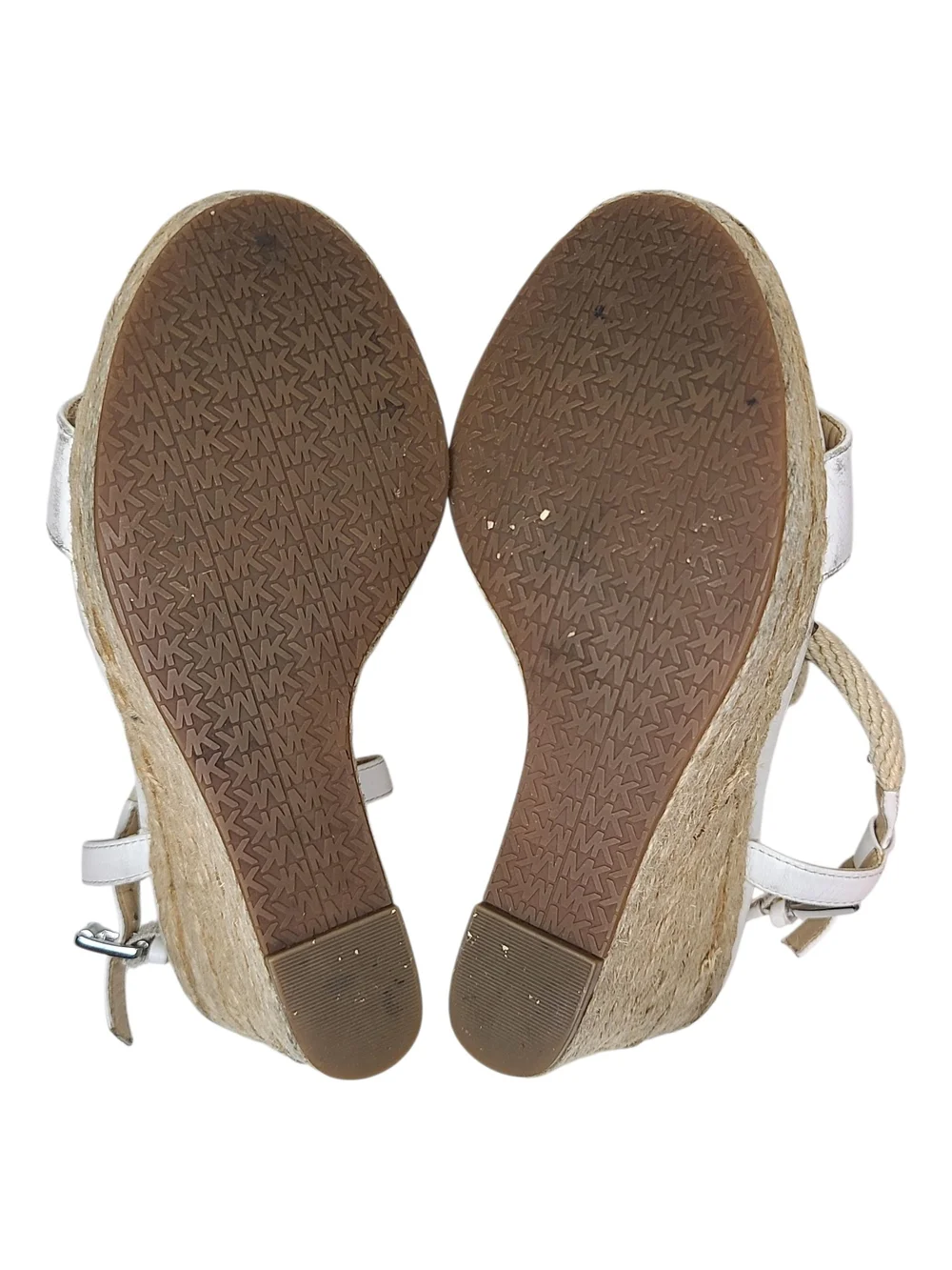 Michael Kors White Leather Rope-Knot Espadrille Wedge Sandals High Heel